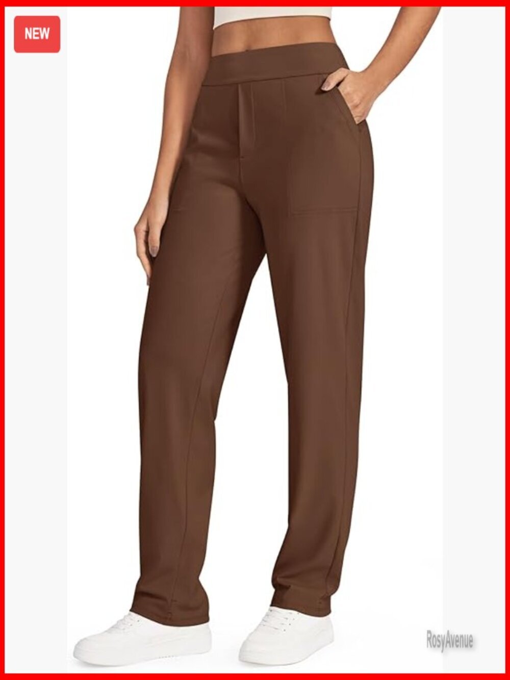 High Waist Straight Leg Yoga Pants with Pockets Business Casual Trousers